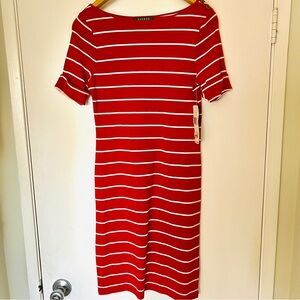 NWT- Ralph Lauren Short Sleeve Red/White Horizontal Stripe Dress - SP